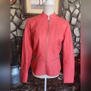 Baccini pleather/vinyl coral moto jacket size M.